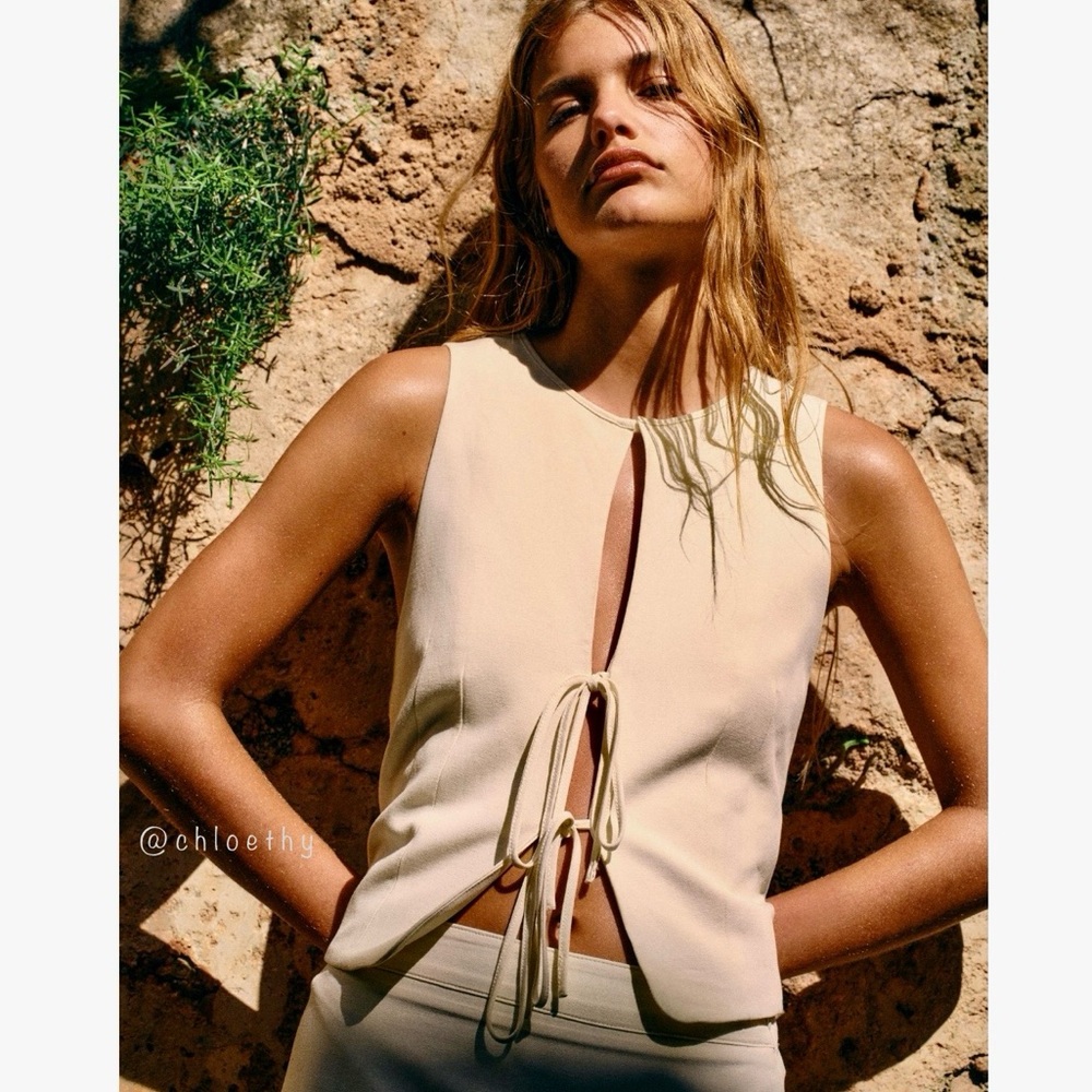 Zara FITTED TIED VEST TOP New XS